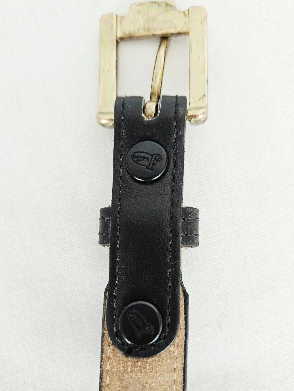 Justin Black Leather Slim Western Belt Gold Buckle USA Cowhide Size 28